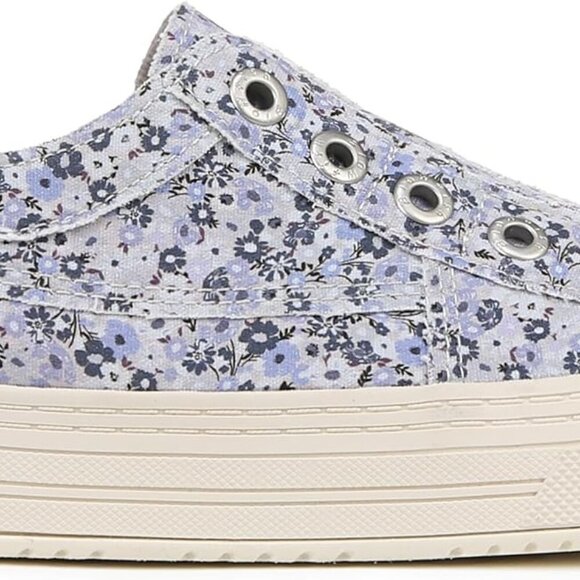 Women's Canvas Slip-On Sneakers Vegan Casual Platform Blue Floral 7.5 - Picture 6 of 9